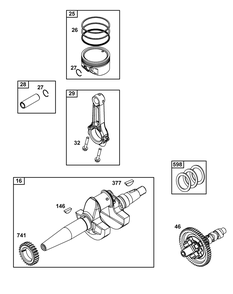 Crankshaft Group Diagram and Parts List for 38E347-0019-G1 200000 - 399999 Briggs and Stratton Engine